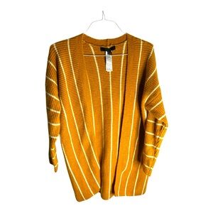 Forever 21 Gold/Wht. Striped knit Sweater Shrug, Cape long sleeve cape style